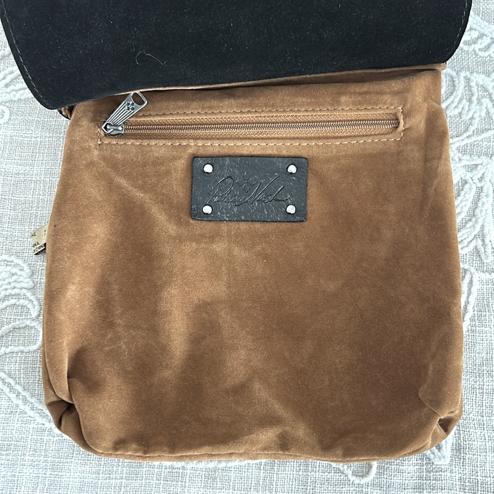 Patricia Nash NWT Granada Metallic Black Pewter Embossed Map Leather Crossbody - Picture 10 of 14